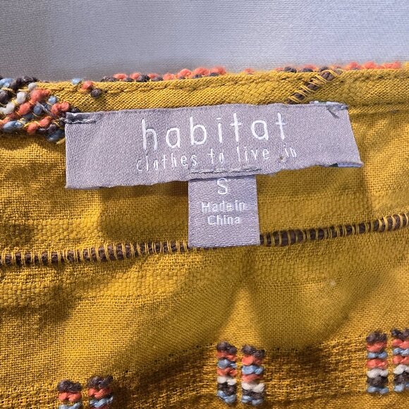 Habitat Clothes To Live In Shirt Mustard Embroidered Pockets Size Small - Picture 2 of 7